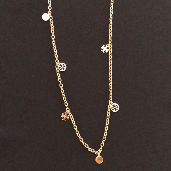 NWT Tory Burch Gold Logo Charm Rosary Necklace - Picture 7 of 7